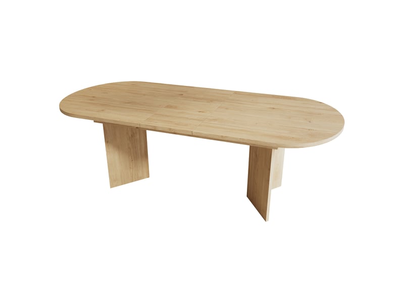  Table à manger extensible 120-160 x 80 cm, 4-6 personnes, angles arrondis, plateau épais, finition chêne Jamama eleni - Conforama W