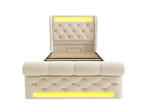 Lit simple 90x200 cm DZMDIP   coloris beige