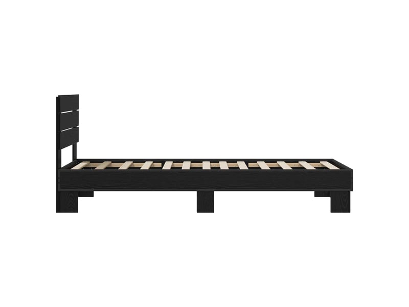  Lit simple- lit adulte -  cadre de lit avec tête de lit chêne noir 80 x 200 cm  - Conforama D