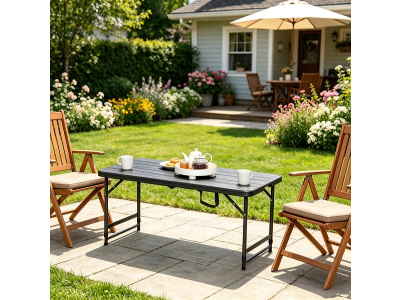  Table d’appoint pliante réglable en hauteur, table camping portable extérieure multifonctionnelle  - Conforama B