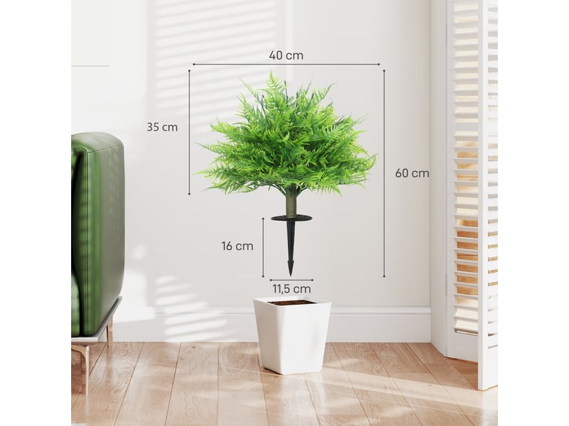  Fougères de boston artificielles, résistantes aux uv, avec tuteurs, lot de 2, 60 cm, pour jardin ou terrasse.  - Conforama E