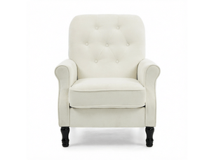 Fauteuil capitonné avec coussin à ressorts ensachés et dossier rembourré, en tissu aspect lin crème, 69 × 75 × 90 cm
