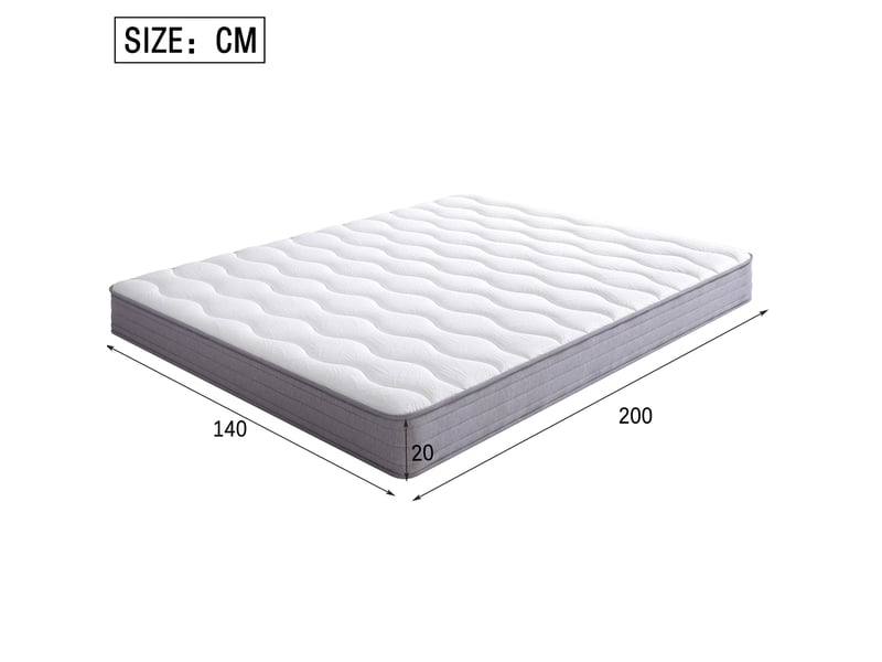  Matelas à ressorts 140x200 cm – blanc – épaisseur 20 cm, fermeté h3, soutien ergonomique pour lit 2 personnes  - Conforama C