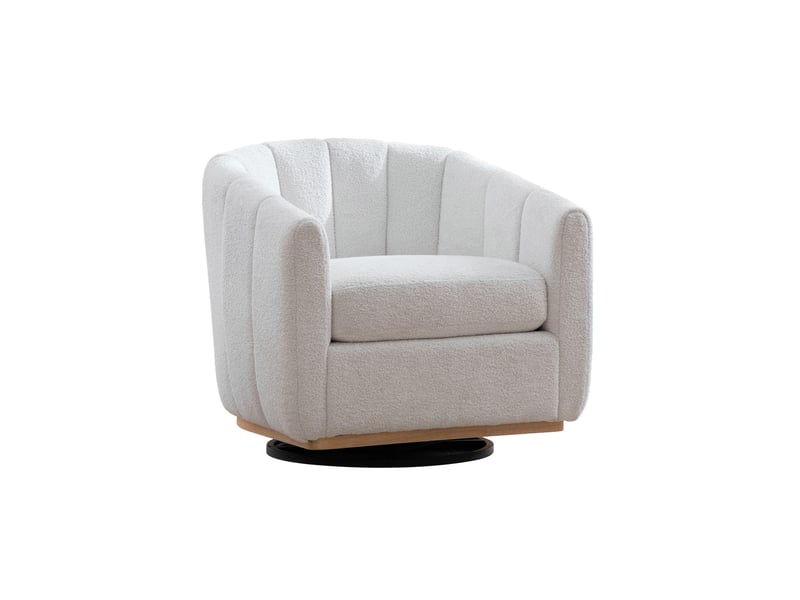 Fauteuil pivotant tcqpz en chenille 81 x 73 x 75,5 cm 360° base métal ivoire - Conforama A