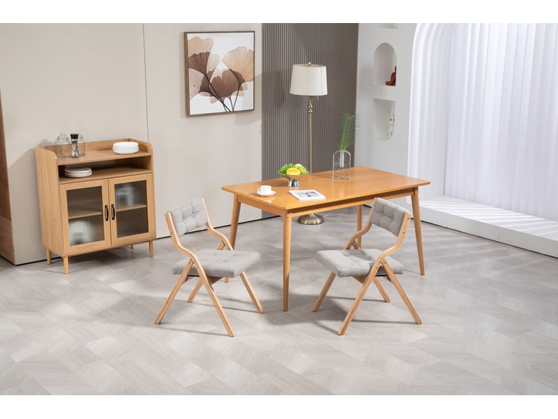  Chaise de cuisine chaise pliable rembourrée pliable bois portable montée grise  - Conforama B