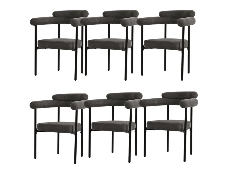  Lot de 6 chaises de salle à manger 70x62x85 cm – gris foncé – assise ergonomique rembourrée en tissu effet daim  - Conforama A