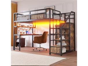 Lit mezzanine 140x200 cm <strong>MERAX</strong>  <strong>lit enfant noir</strong> coloris noir