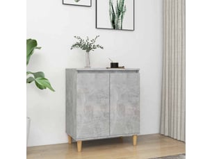 Buffet - bahut - meuble de rangement avec pieds en bois gris béton bois d'ingénierie