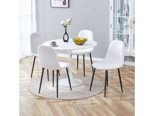 Lot de 4 chaises en tissu bouclette blanc et noir 44x52,5x87 cm