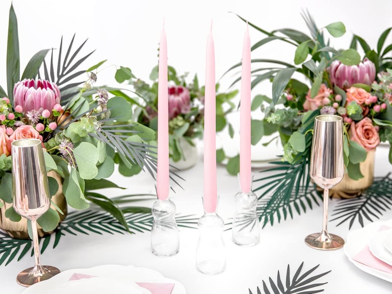  Partydeco skmat-081 lot de 10 bougies de table, conique vers le haut, rose clair, mat, 24 cm  - Conforama D
