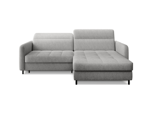 Canapé d'angle droit fixe MEUBLORAMA  3 places Polyester gris avec coffre de rangement