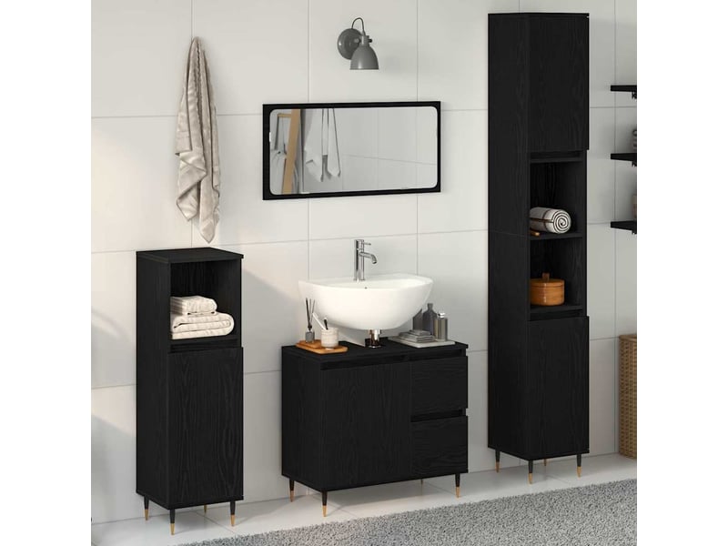 Ensemble de mobilier de salle de bain 3 pc chêne noir cf64322 - Conforama B