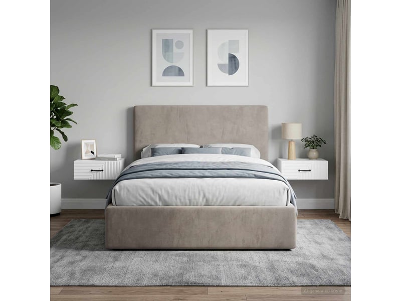  Table de chevet - cabinet de chevet - table de nuit mural 2 pièces blanc 49 x 34,5 x 20 cm  - Conforama C