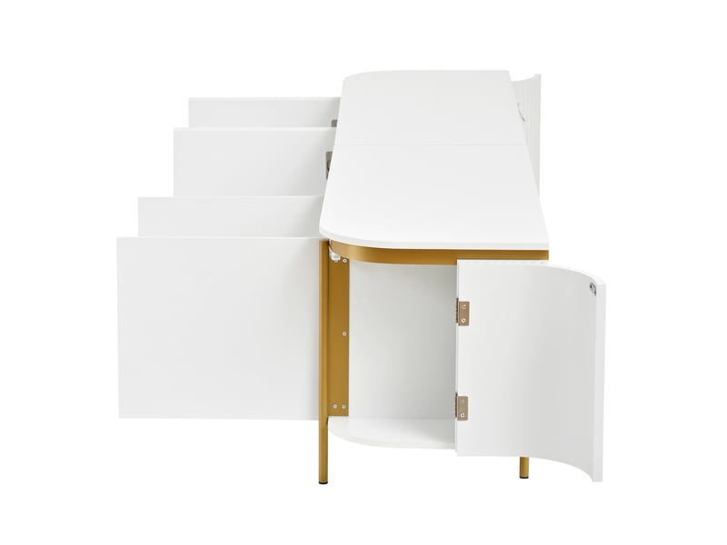 Meuble tv bas avec 6 portes 180x38x46 cm en mdf blanc  - Conforama R