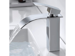 Robinet de salle de bain cascade moderne, élégant mitigeur laiton chromé, eau chaude et froide, connexion g 38