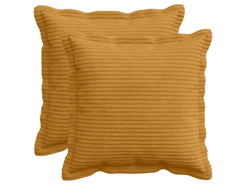  Lot de 2 housses de coussin houten jaune 50 x 50 cm velours côtelé cf49340  - Conforama B