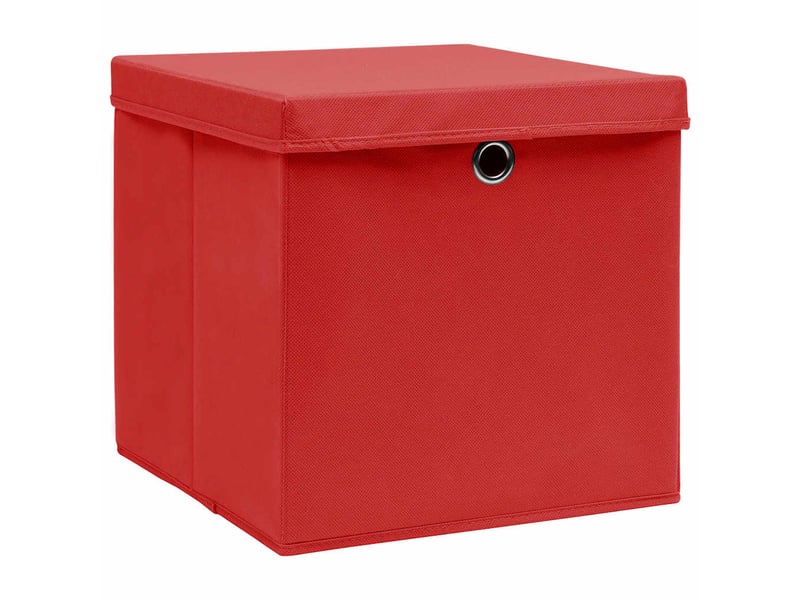  Boîtes de rangement avec couvercles 4 pcs 28x28x28 cm rouge  - Conforama A