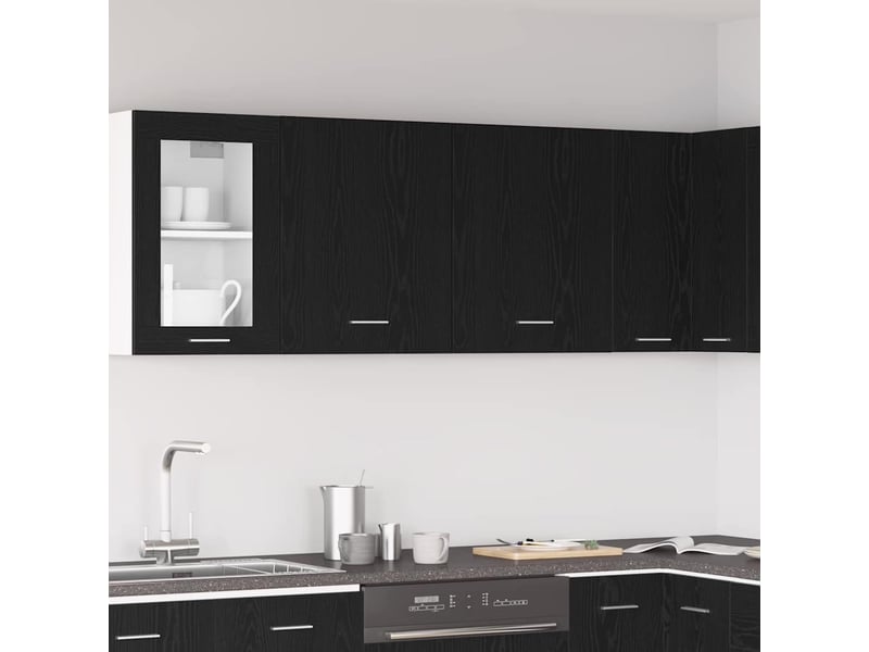  Meuble de rangement, armoire suspendue lyon chêne noir bois d'ingénierie  - Conforama B