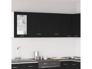 Meuble de rangement, armoire suspendue lyon chêne noir bois d'ingénierie