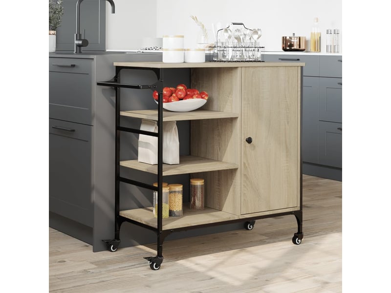  Desserte de cuisine, chariot de rangement chêne sonoma bois d'ingénierie  - Conforama C