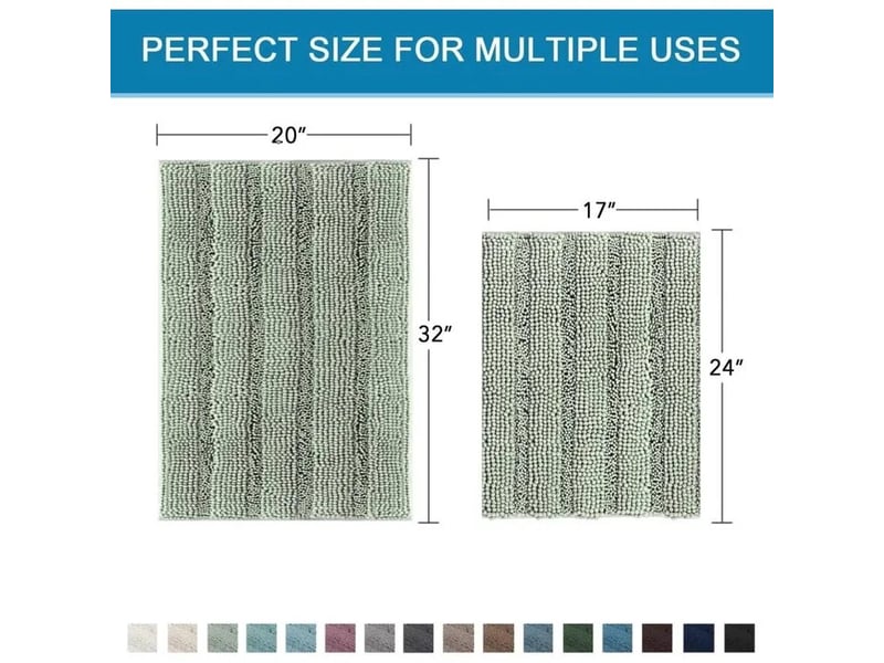  Lot de 2 tapis de bain en chenille absorbants - 50 x 80 + 43 x 61  - Conforama D