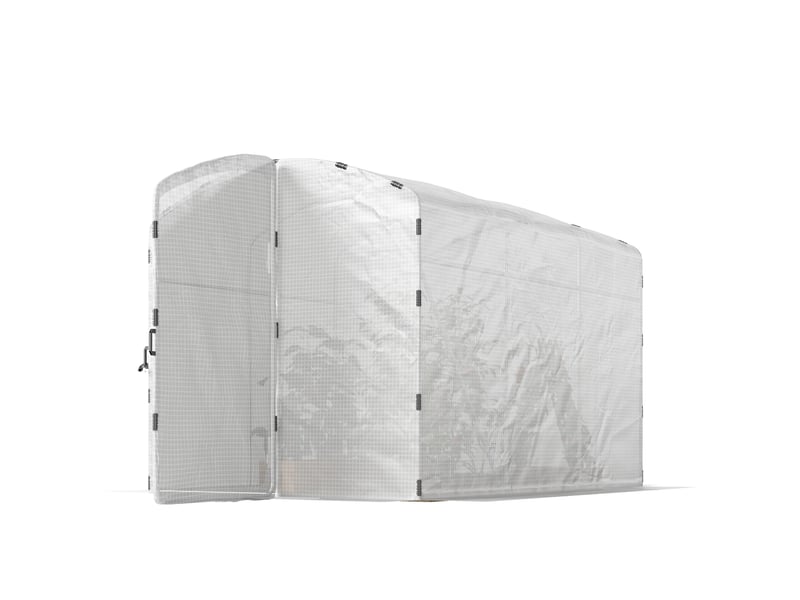  Serre tunnel de jardin 6m², serre de jardin tunnel 300x200x195cm bâche pe 220gm² bords prolongés 50 cm avec porte blanc  - Conforama B