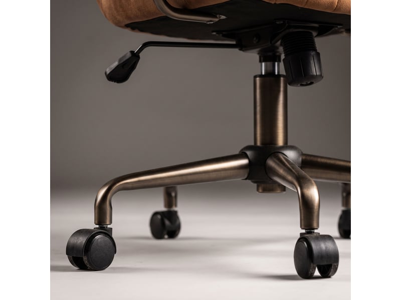  Havana - fauteuil de bureau 45 x 92 x 37 cm, style industriel chic, en daim avec piètement étoile en bronze brossé  - Conforama D