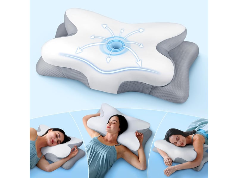  Oreiller cervical,une mousse à mémoire de forme inodore et convient aux positions de sommeil sur le ventre et sur le dos,conception ergonomique  - Conforama B