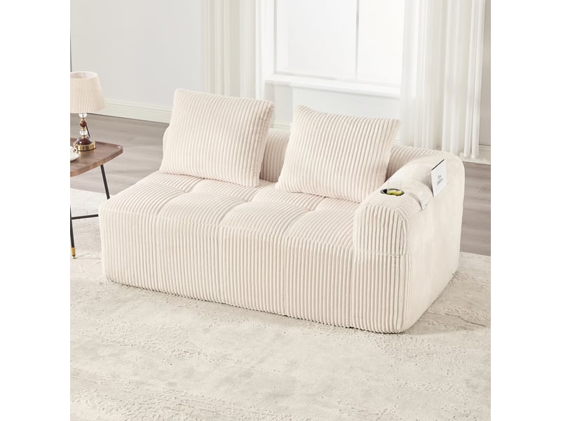 Canapé droit fixe 2 places tissu beige canapé compressible - Conforama B