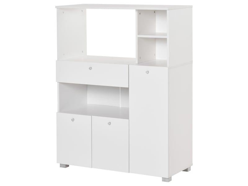  Meuble de cuisine avec micro-ondes et four, comprenant placards, étagères et tiroirs, garde-manger moderne en panneaux de particules, 90 x 40 x 120cm  - Conforama A