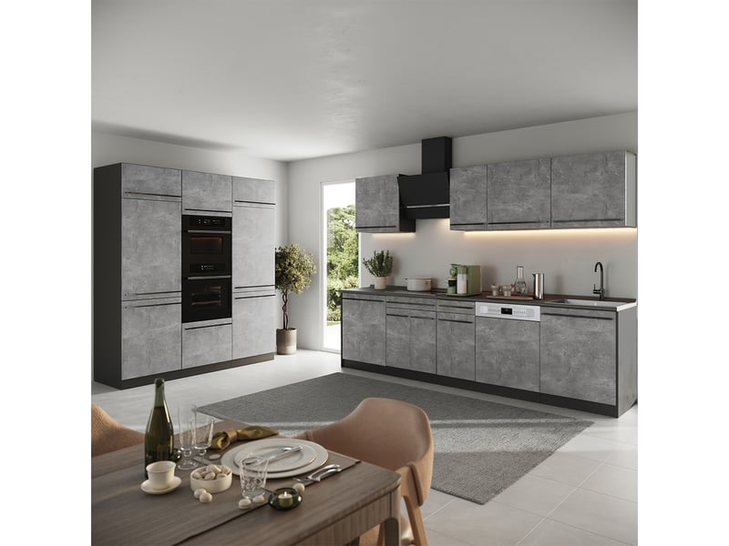  Vicco cuisine, bétonanthracite, 180cm plan de travail marbre  - Conforama C