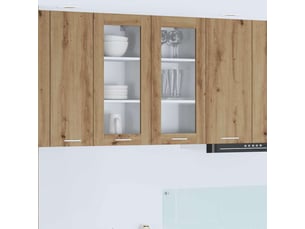 Meuble de rangement cuisine, armoire suspendue chêne artisanal 40x31x80cm