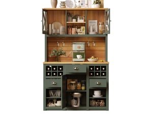 Buffet de cuisine haut 120x45x188 cm éclairage led mdf vert ancien