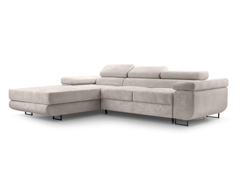  Canapé d’angle en velours côtelé arborio 280 cm blanc doux g Arborio - Conforama A