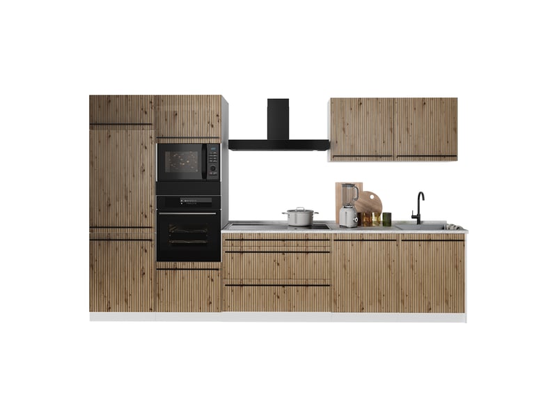 Vicco cuisine, chêne artisanblanc, 340cm plan de travail anthracite - Conforama E