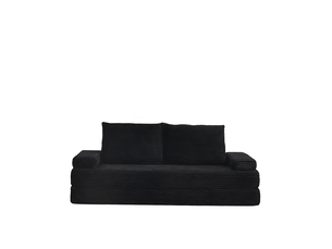 Canapé droit compressé convertible <strong>BIQZUYA</strong> <strong></strong> 2 places Velours côtelé Noir