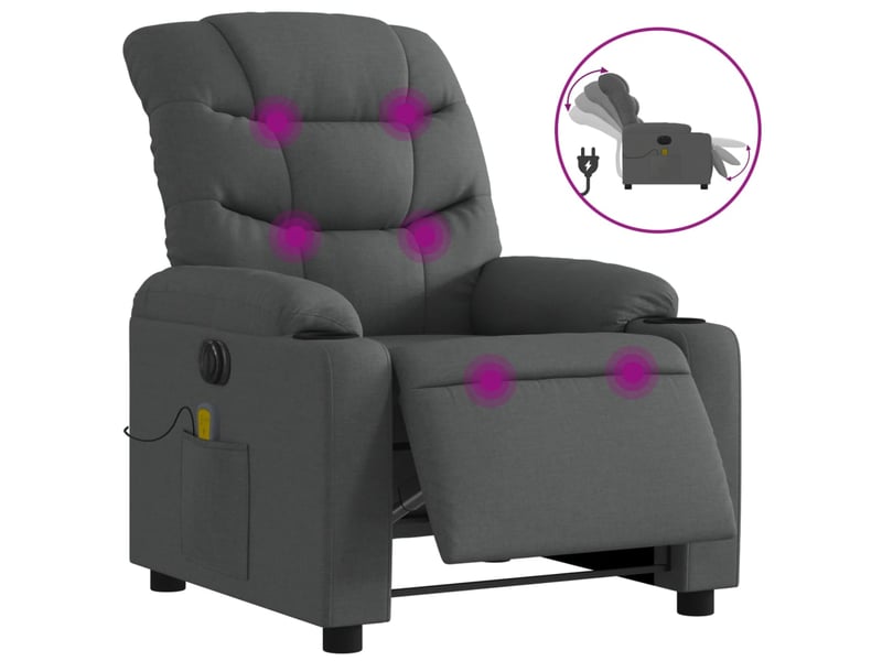  Fauteuil inclinable de massage électrique, fauteuil relax gris foncé tissu shl44183  - Conforama A