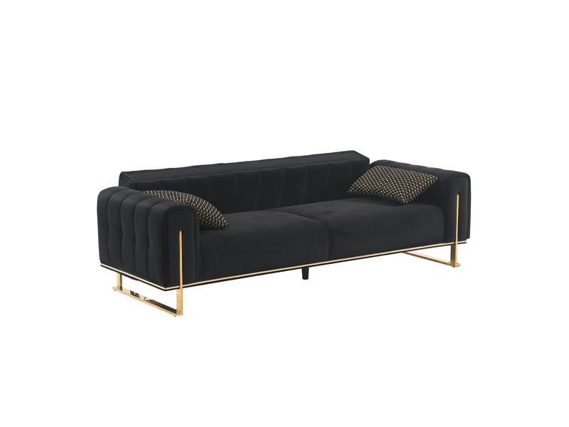  Canape droit fixe noir 3 places  - Conforama L