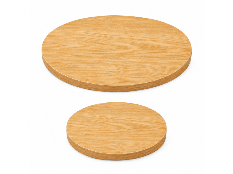  Table basse ø70 cm + ø50 cm épaisseur 1,8 cm 2 pièces plateaux ronds aspect bois naturel revêtement mélaminé  - Conforama E