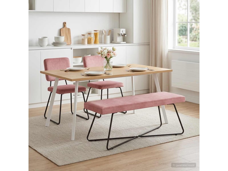  Banc chambre, banc de lit rose 110x40x45 cm velours  - Conforama C