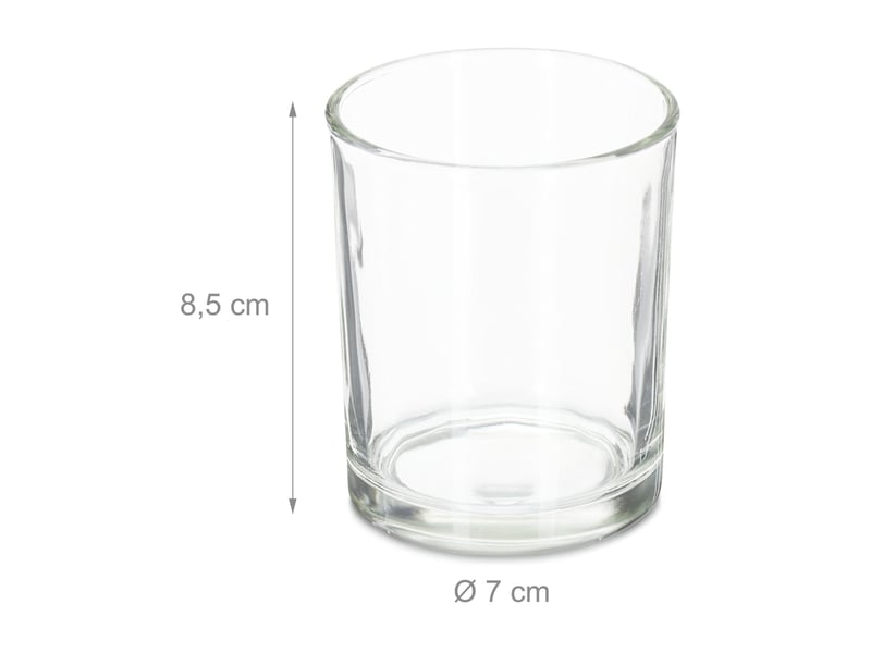  Lot de 12 photophores ronds décoratifs ambiance chaleureuse 8 x 8 cm en verre transparent 13_0011629  - Conforama C