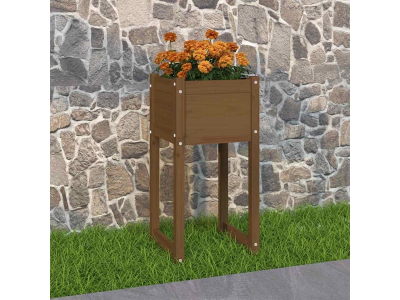  Jardinière - bac à fleurs marron miel 40x40x81 cm bois massif de pin  - Conforama B