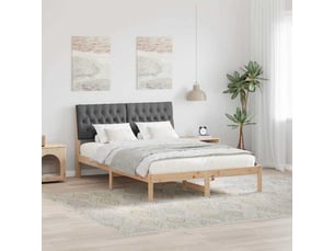Lit adulte, lit double, cadre de lit avec tête de lit rembourrée marron 160x200cm cf3803