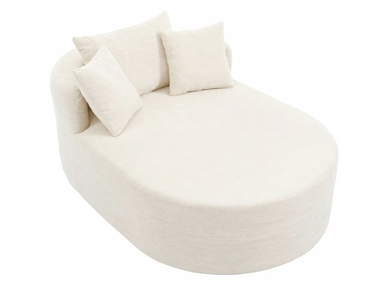  Fauteuil relax ovale 170 x 112,5 x 83 cm beige clair en velours côtelé, assise profonde sans montage complexe  - Conforama D