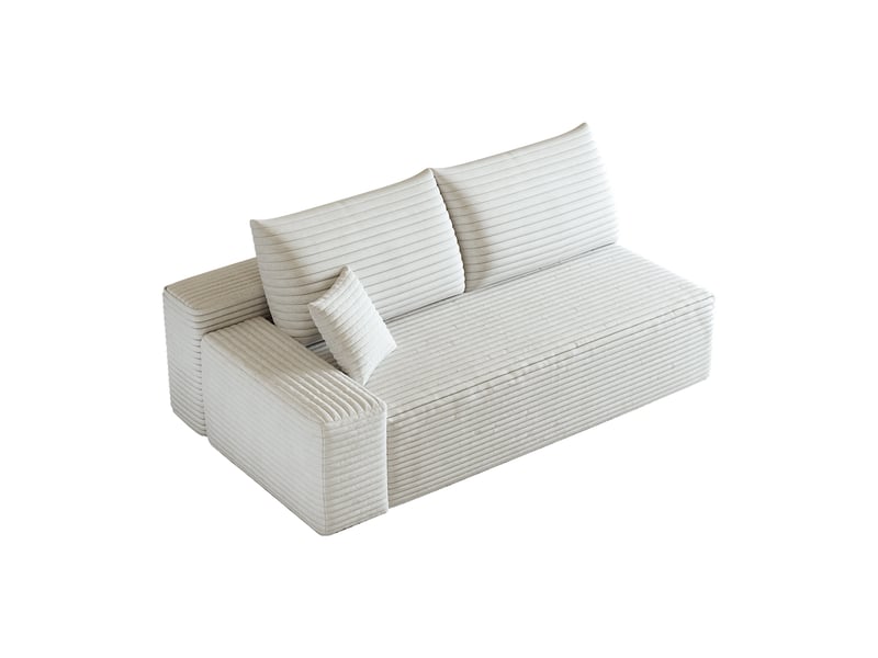  Canapé 2 places blanc compact, canapé moderne accoudoir gauche pour petit salon, 175x95x83cm  - Conforama A