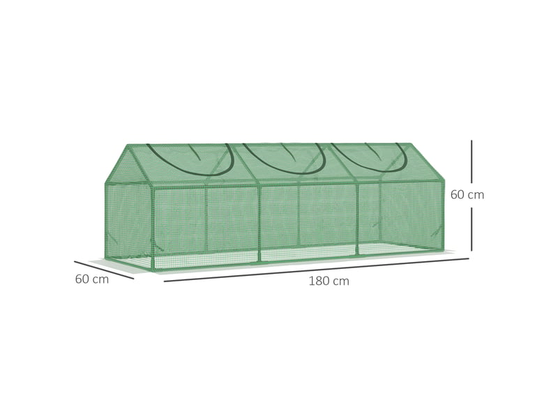 Serre de jardin mini serre 3 fenêtres enroulables couverture en pe haute densité 140 gm² 180 x 60 x 60 cm vert foncé - Conforama E