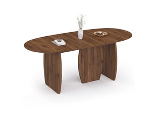 Table à manger extensible japandi ovale marilou 6-10 personnes 3 pieds noyer 160-200 cm