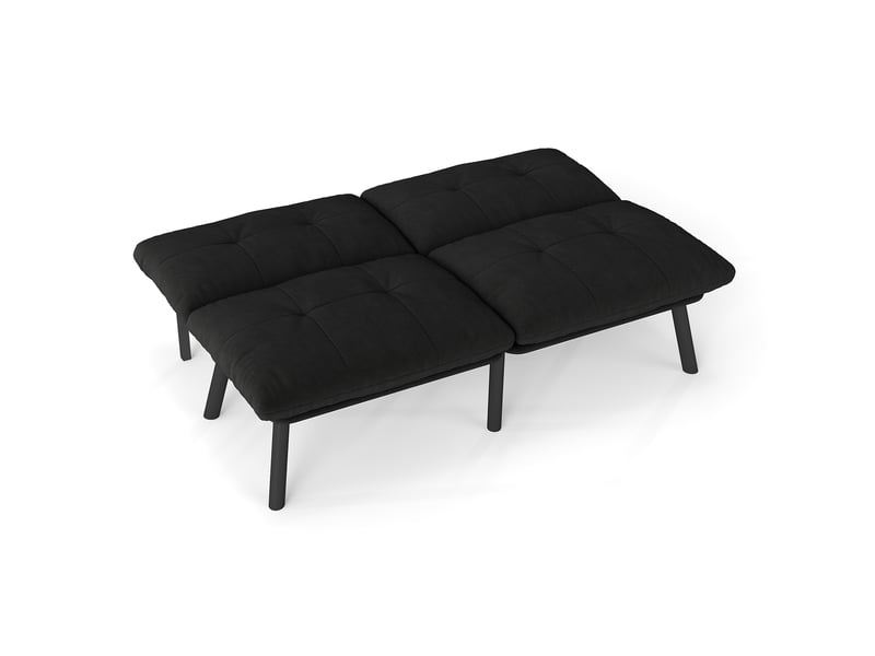  Canapé-lit futon 2 places 160x81x78 cm noir en velours, convertible en lit pour couchage d'appoint  - Conforama E