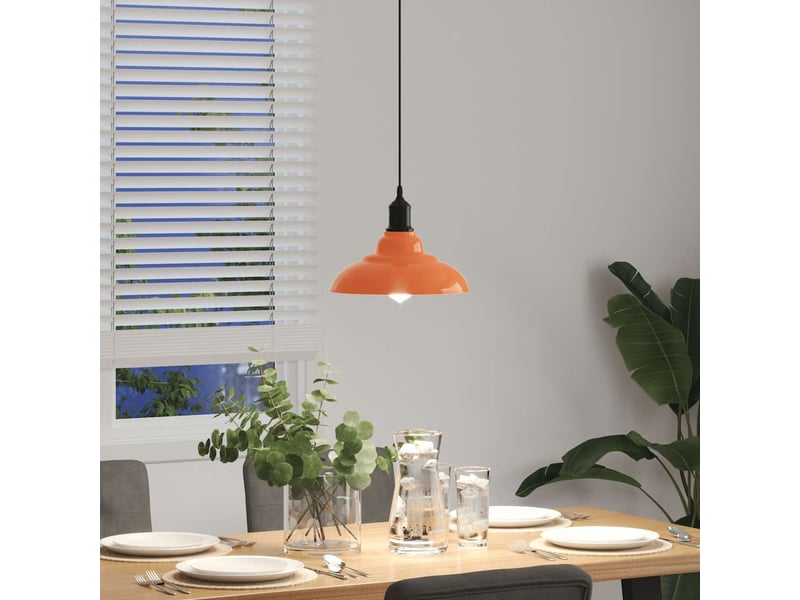  Lampe suspendue, suspension luminaire réglable hauteur e27 orange brillant métal shl89834  - Conforama D