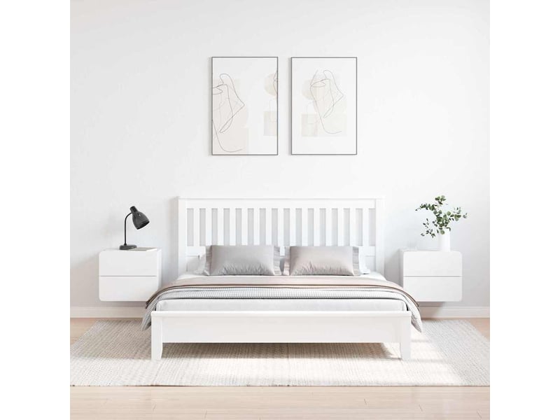  Table de chevet - cabinet de chevet - table de nuit 2 pc blanc 39 x 34 x 33 cm bois de pin massif  - Conforama C